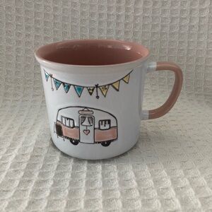 I Love It Charming Pink and White Oversized Retro Camper Mug